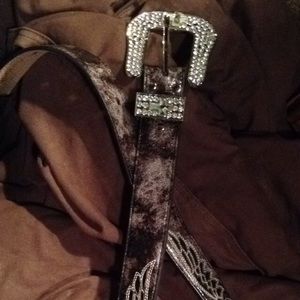 Leather bling belt