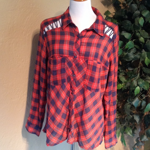 Free People Plaid Oversized Shirt