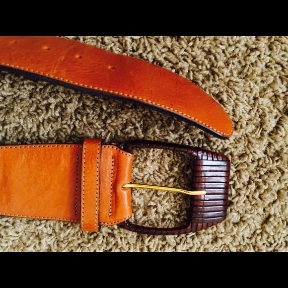 "A XCESS"WIDE LEATHER BELT- COGNAC & CHOCOLATE. - Picture 1 of 4
