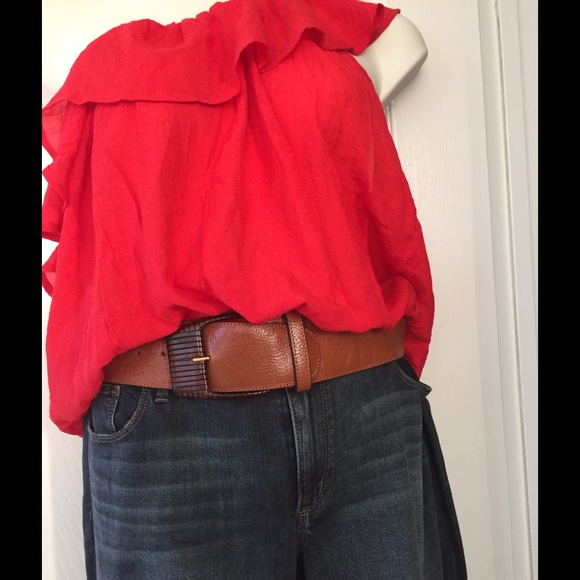 "A XCESS"WIDE LEATHER BELT- COGNAC & CHOCOLATE. - Picture 4 of 4