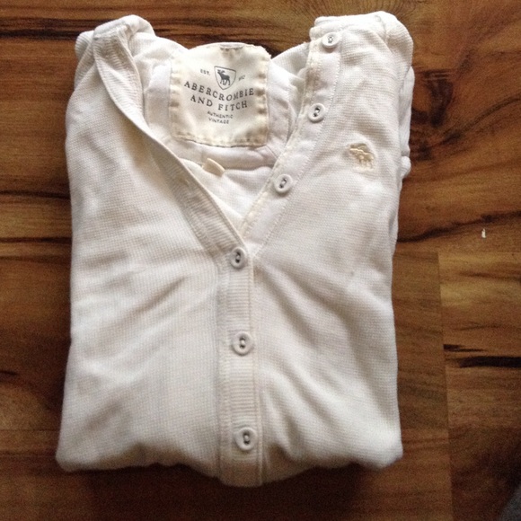 White sweater 3/4 sleeves Abercrombie & Fitch