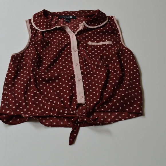 Maroon polka dot forever 21 shirt