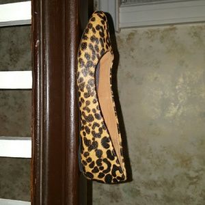 Real Calf Fur Leopard pattern flats