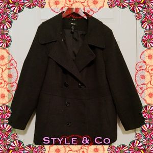 Dark Gray Wool Winter Coat w/ Removable Hood