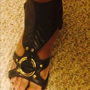 Black leather sandals