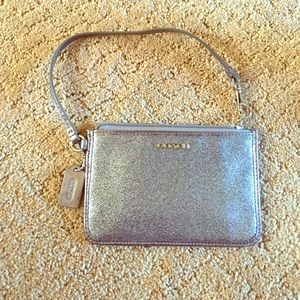 Coach sparkly silver wristlet
