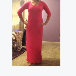 Hot Pink 3/4 Maxi dress