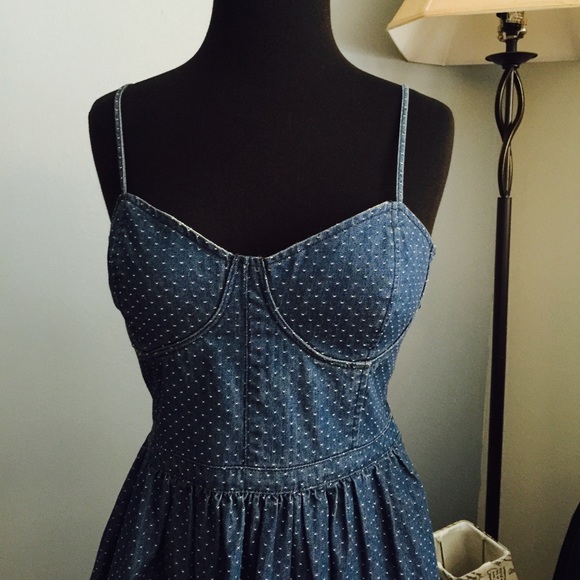SOLD⬇️ Free People Polka Dot Jean Sweetheart Dres - Picture 2 of 4