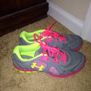 Pink, Lime & Gray Under Armour tennis shoes