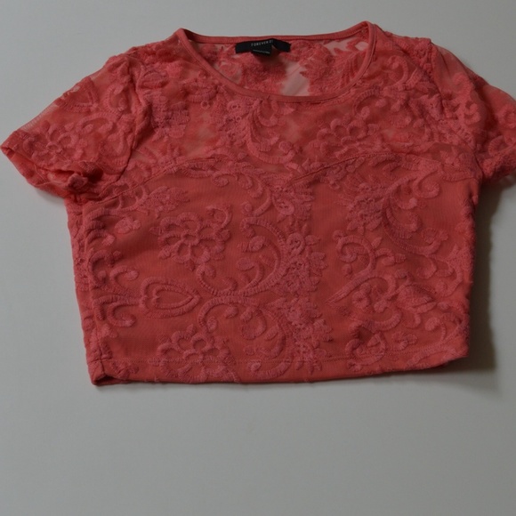 Forever 21 coral lace crop top