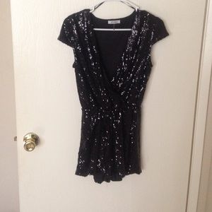 Black sequined romper