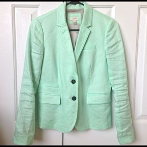 J Crew mint green linen blazer