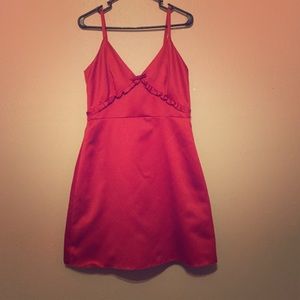 Thin strap red satin dress