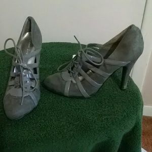 Gray Suede like High Heel Shoe