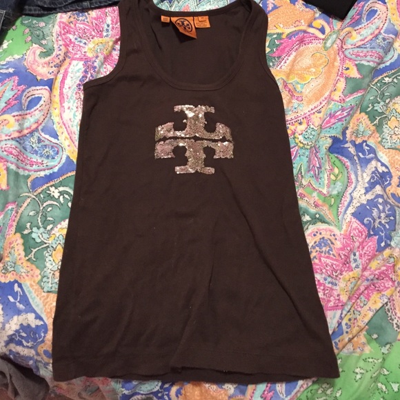 Tory Burch logo brown and gold tank