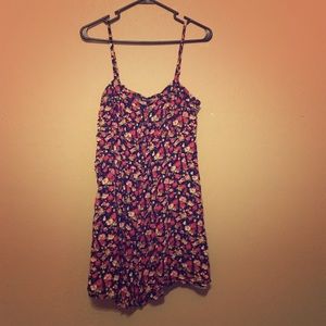 Thin strap floral print romper