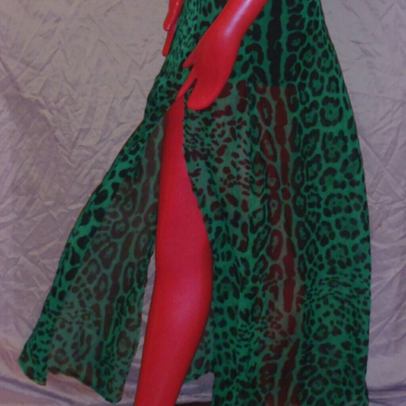 Sheer Green cheetah print Skirt - Picture 2 of 4