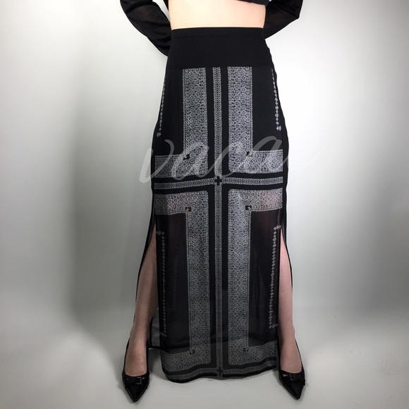 Madewell Black w/ White Print Maxi Skirt NWOT