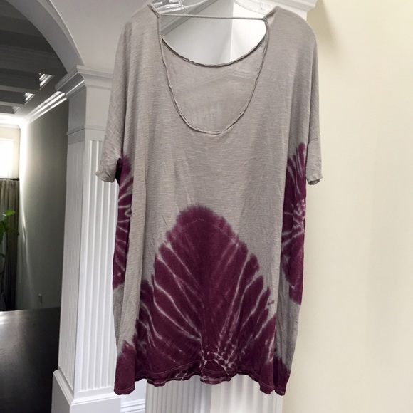 ❌SOLD❌🆕Free People • Grey/Burgundy Tee Dress - Picture 2 of 3