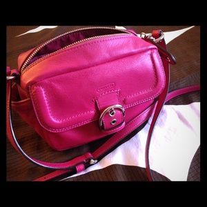 Coach fuchsia leather cross body bag