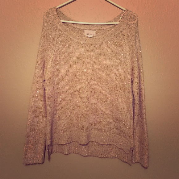 Beige sweater with gold sequins