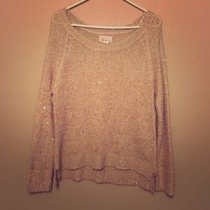 Beige sweater with gold sequins