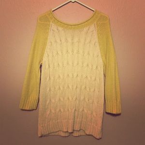 Long two tone green cable knit sweater