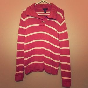 Pink and white striped sweater