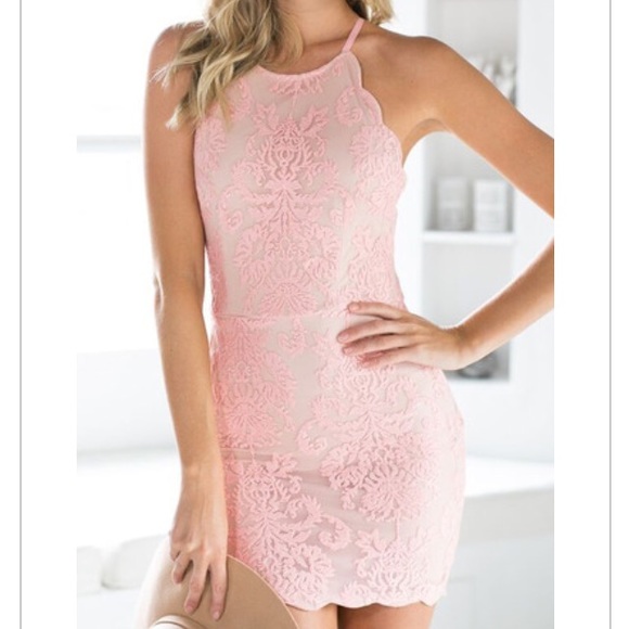 Blush Pink Lace Dress