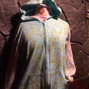 Green blue hoodie zip up sweatshirt