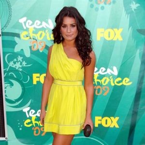 Thread social one shoulder neon yellow dress