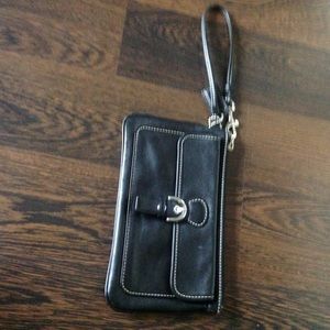 Coach wristlet black leather