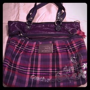 Coach Poppy Berry Plaid Bag