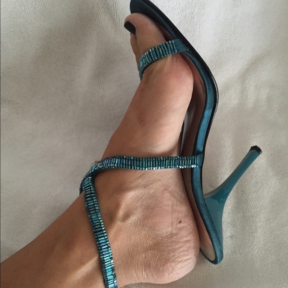 Bebe teal beaded high heels - Picture 3 of 4
