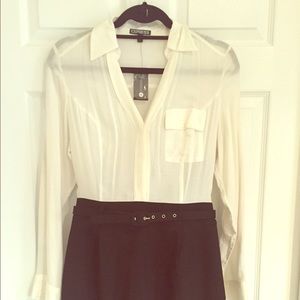Two-Toned Button-Down Pencil Dress