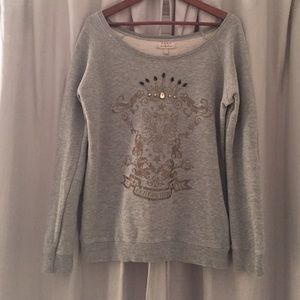 ZARA EMBELLISHED GREY/GOLD Sweatshirt, MED