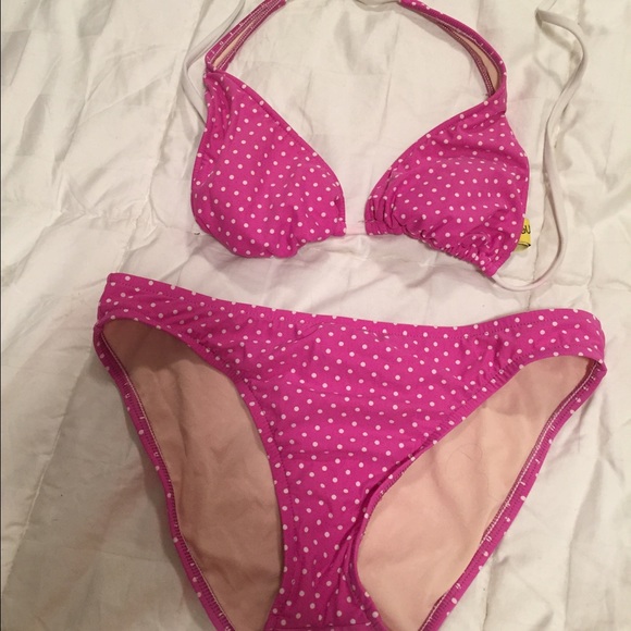 Pink polka dot bikini