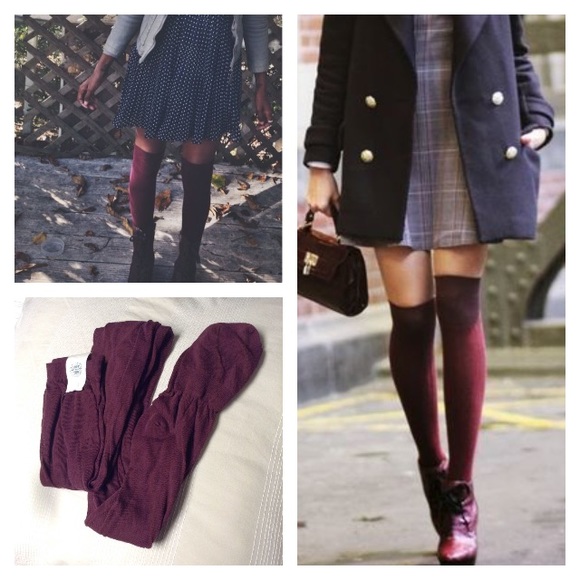 maroon thigh high socks