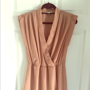 Pleated Wrap-Illusion Dress