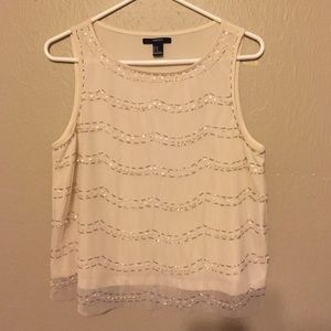 Cream beaded tank top