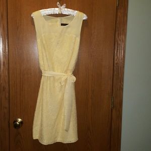 Spring yellow lace dress and cardigan