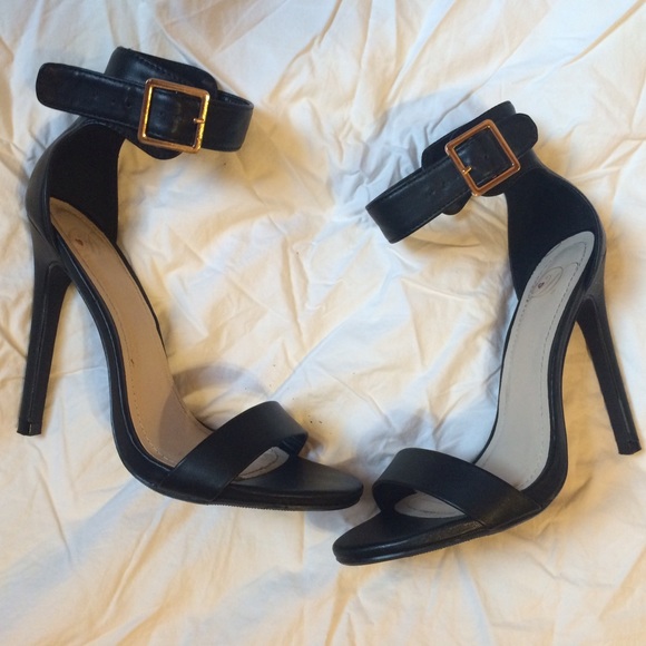 Black strap heels