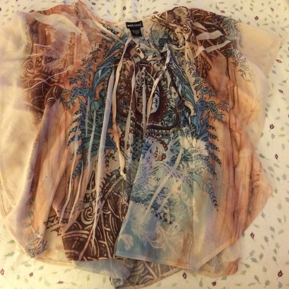 Brown floral patterned top
