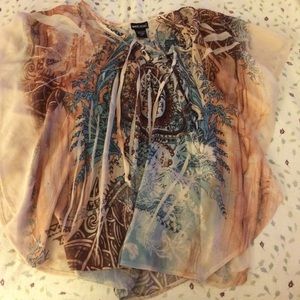 Brown floral patterned top