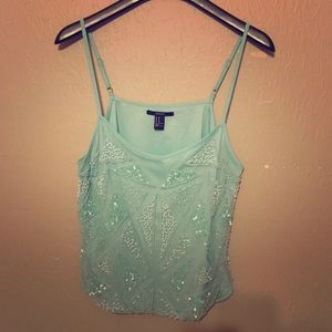 Light blue beaded crop top