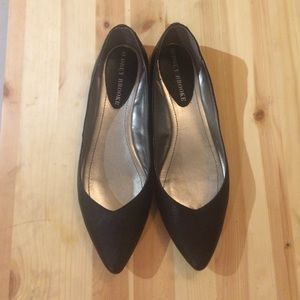Black leather flats