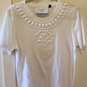 TOPSHOP x Christopher Kane white bedazzled tshirt