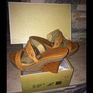 Michael Kors Luggage Carly Slide Wedge Sandals