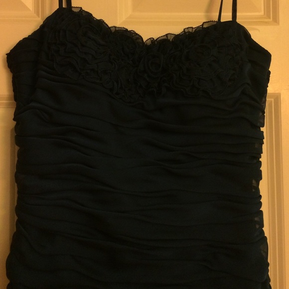Adrianna Papell Ruffled Navy Strapless Dress - Picture 2 of 4