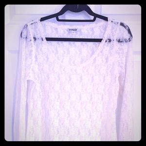 Sheer Lace Fitted Longsleeve Top